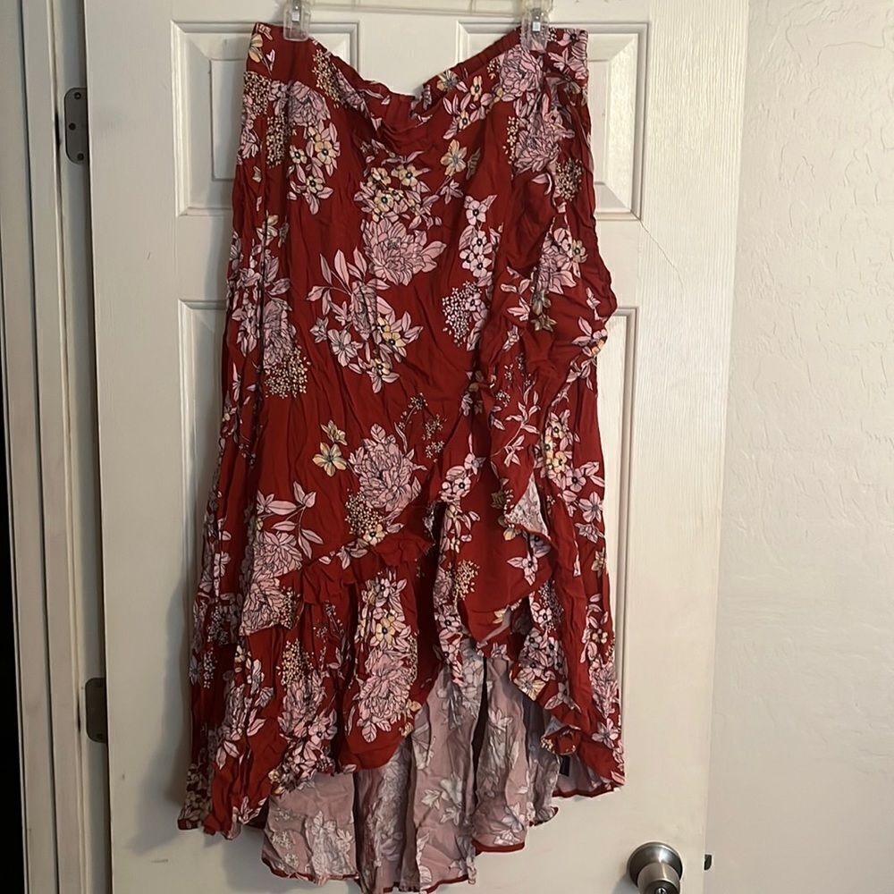 Torrid Floral Print Boho Hi-Lo Ruffle Maxi Skirt Contemporary Festival Feminine - Picture 6 of 16